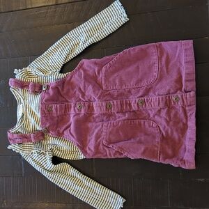 Corduroy jumper and long sleeve tee set